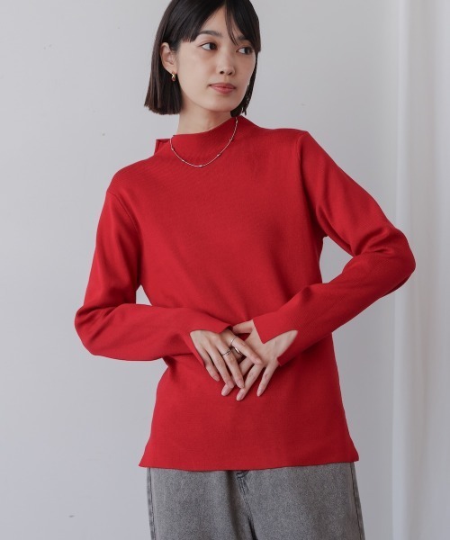 Bou Jeloud(ブージュルード)の「ハイネック総針ニットプルオーバー(ニット/セーター・レディース・A/レッド/アイボリー/ブラック/ベージュ/グリーン/B・FREE)」の15枚目の写真