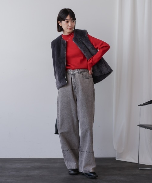 Bou Jeloud(ブージュルード)の「ハイネック総針ニットプルオーバー(ニット/セーター・レディース・A/レッド/アイボリー/ブラック/ベージュ/グリーン/B・FREE)」の17枚目の写真