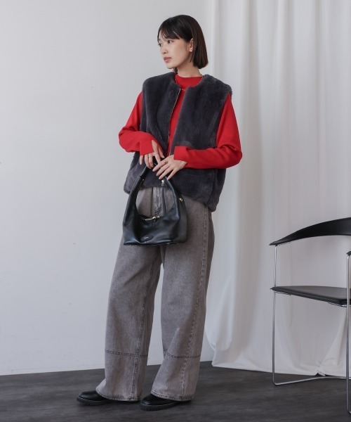 Bou Jeloud(ブージュルード)の「ハイネック総針ニットプルオーバー(ニット/セーター・レディース・A/レッド/アイボリー/ブラック/ベージュ/グリーン/B・FREE)」の20枚目の写真