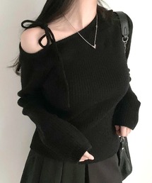 Riff（リフ）の「リボンワンショルニット（ニット/セーター・レディース）」