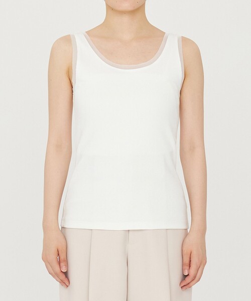 uncrave（アンクレイヴ）の「チュールコンビ タンクトップ（uncrave STANDARD）（Tシャツ/カットソー・レディース・ブラック系/ホワイト系・1/2）」の16枚目の写真
