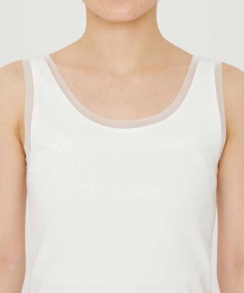 uncrave（アンクレイヴ）の「チュールコンビ タンクトップ（uncrave STANDARD）（Tシャツ/カットソー・レディース・ブラック系/ホワイト系・1/2）」の19枚目の写真
