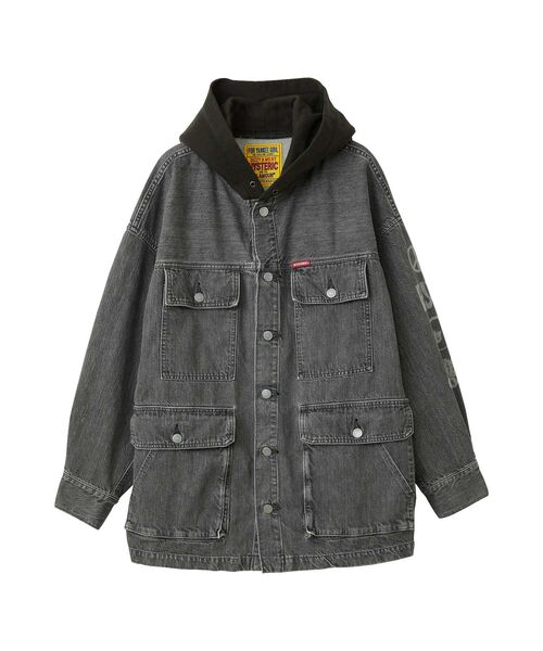 HYSTERIC GLAMOUR（ヒステリックグラマー）の「DOPEオーバーサイズ フーデッドデニムブルゾン（ブルゾン・レディース・ブラック/ライトインディゴブルー/ベージュ・FREE）」の2枚目の写真