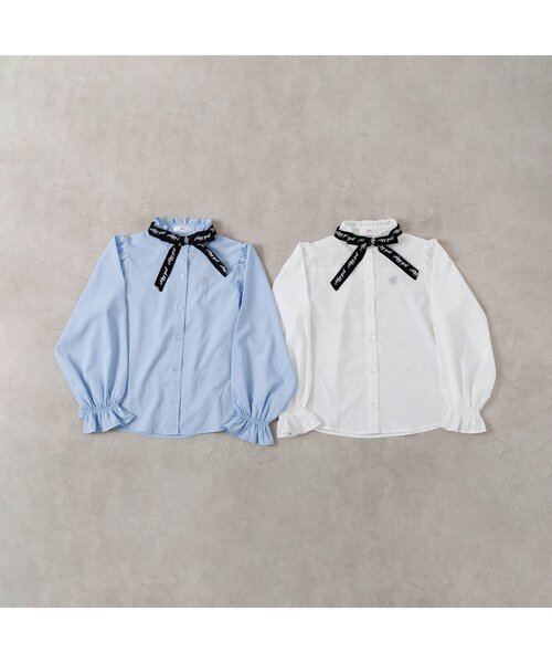 algy（アルジー）の「【セレモニー対応】リボンタイブラウス（シャツ/ブラウス・キッズ・オフホワイト/サックスブルー・SMALL/MEDIUM/X-SMALL/XX-SMALL）」の11枚目の写真
