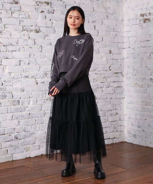 ELENCARE DUE(エレンカーレデュエ)の「・ELENCARE DUE ロゴ刺繍ショートスウェット(スウェット・レディース・ブラック/杢グレー/オフホワイト/チャコールグレー・FREE)」の6枚目の写真