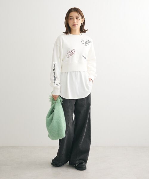 ELENCARE DUE(エレンカーレデュエ)の「・ELENCARE DUE ロゴ刺繍ショートスウェット(スウェット・レディース・ブラック/杢グレー/オフホワイト/チャコールグレー・FREE)」の11枚目の写真