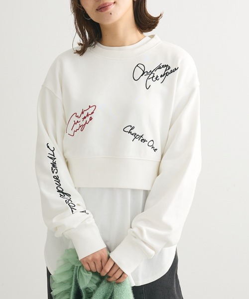 ELENCARE DUE(エレンカーレデュエ)の「・ELENCARE DUE ロゴ刺繍ショートスウェット(スウェット・レディース・ブラック/杢グレー/オフホワイト/チャコールグレー・FREE)」の2枚目の写真