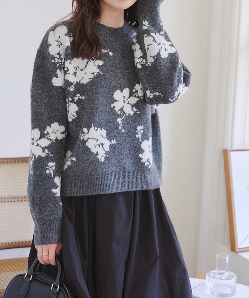 セール】花柄もっちもちニットトップス（ニット/セーター）｜KOBE