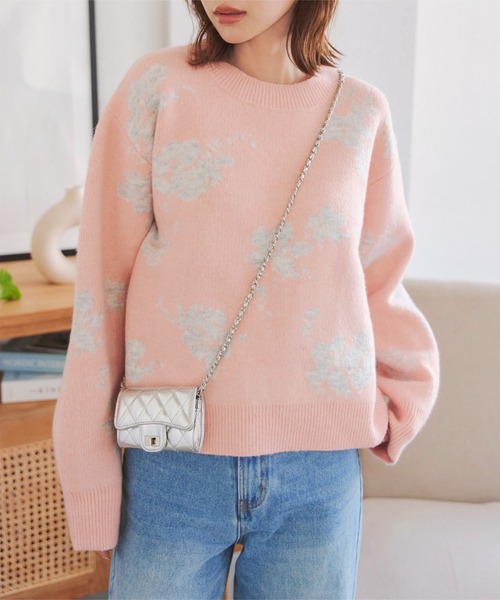 セール】花柄もっちもちニットトップス（ニット/セーター）｜KOBE