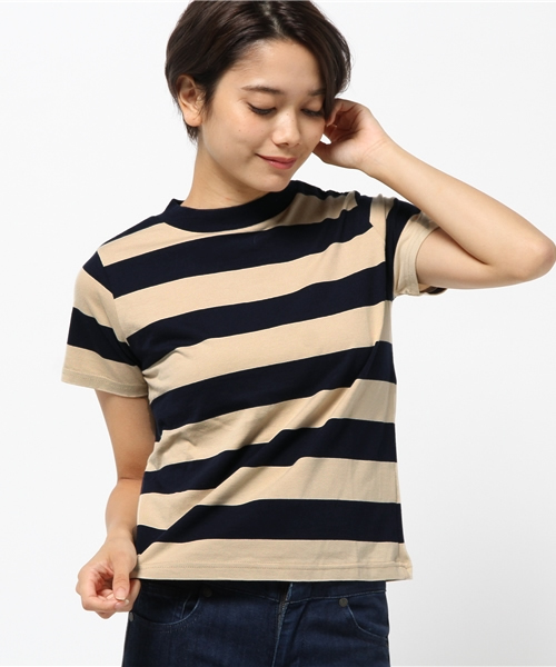 OUTLET(アウトレット)の「【who's who Chico】ハイネックボーダーT(Tシャツ/カットソー・レディース・ブラック×ホワイト/ブルー系その他・FREE)」の2枚目の写真