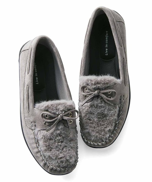 リブ イン コンフォート ふかふか中敷きで歩き心地らくちんな エコファー遣いのモカシンシューズ（モカシン/デッキシューズ）｜Live in comfort（リブインコンフォート）