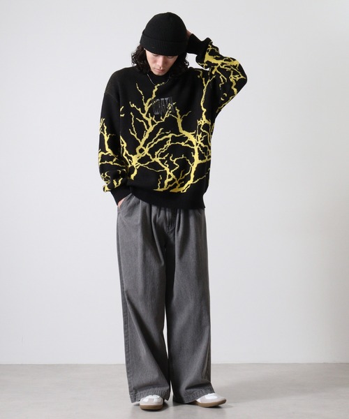 Lightning wide crew neck knit / ライトニング ワイドクルーネックニット unisex（ニット/セーター）｜RE730（アールイーセブンサーティー）