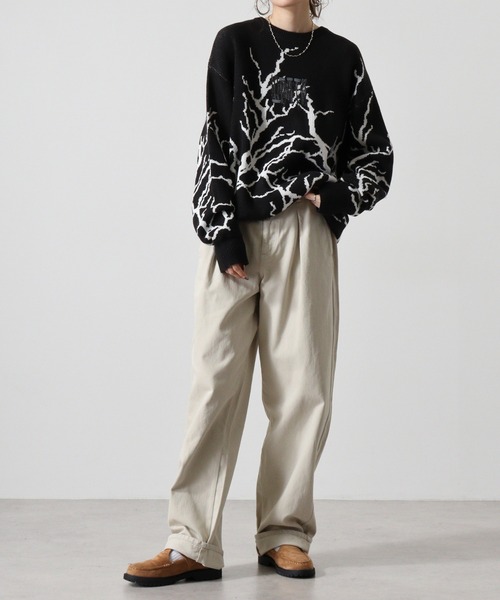 Lightning wide crew neck knit / ライトニング ワイドクルーネックニット unisex（ニット/セーター）｜RE730（アールイーセブンサーティー）