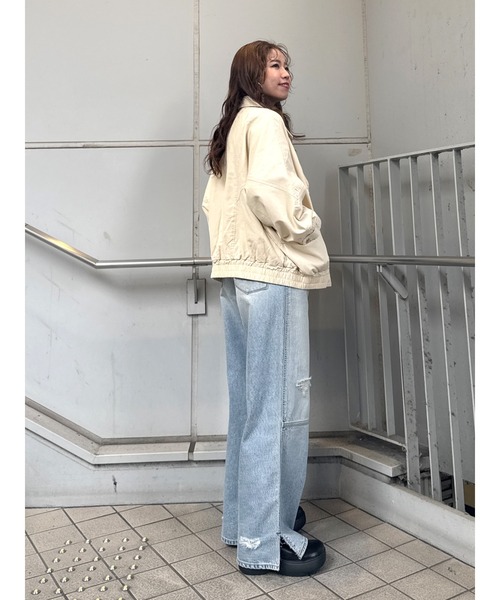 Ungrid（アングリッド）の「ヘムスリットクラッシュデザインデニム（デニムパンツ・レディース・ライトブルー/ブルー・24inch/25inch/26inch）」の6枚目の写真