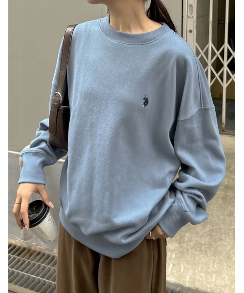 Re:EDIT（リエディ）の「[U.S. POLO ASSN.][別注]ワンポイント刺繍ピーチ裏起毛スウェット（スウェット・レディース・ネイビー/ピンク/ブラック/アイボリー/杢グレー/ブルー・MEDIUM/LARGE/X-LARGE）」の6枚目の写真