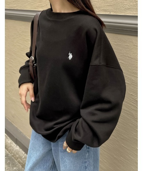 Re:EDIT（リエディ）の「[U.S. POLO ASSN.][別注]ワンポイント刺繍ピーチ裏起毛スウェット（スウェット・レディース・ネイビー/ピンク/ブラック/アイボリー/杢グレー/ブルー・MEDIUM/LARGE/X-LARGE）」の3枚目の写真