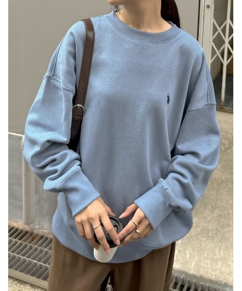 Re:EDIT（リエディ）の「[U.S. POLO ASSN.][別注]ワンポイント刺繍ピーチ裏起毛スウェット（スウェット・レディース・ネイビー/ピンク/ブラック/アイボリー/杢グレー/ブルー・MEDIUM/LARGE/X-LARGE）」の21枚目の写真