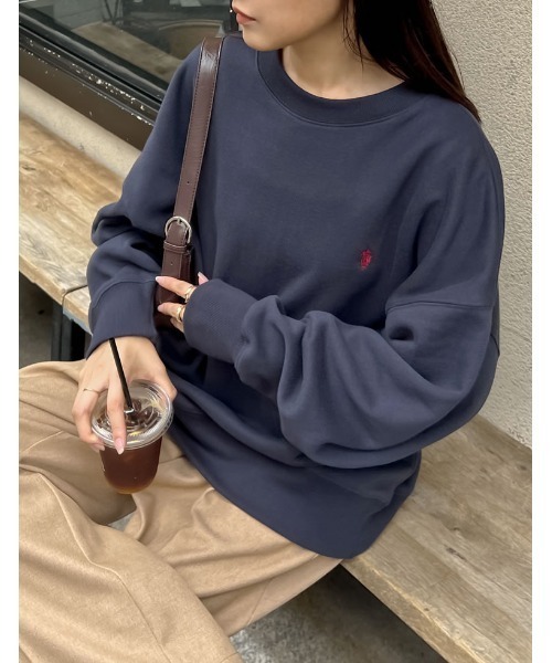 Re:EDIT（リエディ）の「[U.S. POLO ASSN.][別注]ワンポイント刺繍ピーチ裏起毛スウェット（スウェット・レディース・ネイビー/ピンク/ブラック/アイボリー/杢グレー/ブルー・MEDIUM/LARGE/X-LARGE）」の13枚目の写真