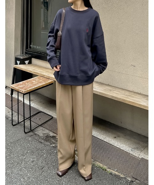 Re:EDIT（リエディ）の「[U.S. POLO ASSN.][別注]ワンポイント刺繍ピーチ裏起毛スウェット（スウェット・レディース・ネイビー/ピンク/ブラック/アイボリー/杢グレー/ブルー・MEDIUM/LARGE/X-LARGE）」の15枚目の写真