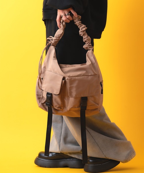 ankoROCK（アンコロック）の「an meets zakka ダブルポケットミリタリーシャーリング変形ショルダーバッグ / メンズ レディース ユニセックス 鞄 カバン バック ナイロン（ショルダーバッグ・レディース・ブラック/カーキ/ベージュ・ONESIZE）」の12枚目の写真