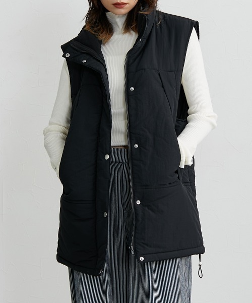 セール】ナイロン素材スタンドネックベストジャケット ［Soiunique