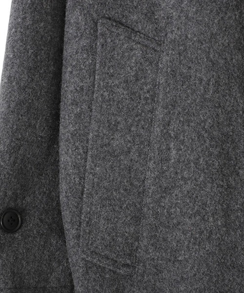 URU（ウル）の「URU / ウル：別注 NAPPING MELTON - BALMACAAN COAT：ONLYARK-5-1003[COR]（ステンカラーコート・メンズ・チャコールグレー・1/2）」の6枚目の写真