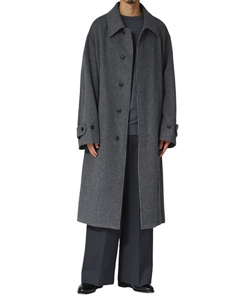 URU（ウル）の「URU / ウル：別注 NAPPING MELTON - BALMACAAN COAT：ONLYARK-5-1003[COR]（ステンカラーコート・メンズ・チャコールグレー・1/2）」の12枚目の写真