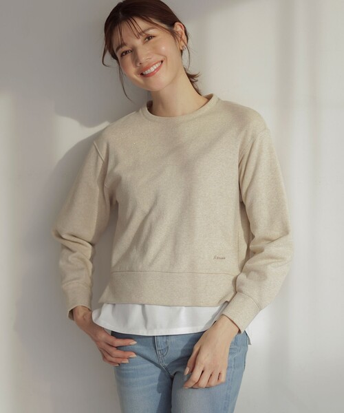 J.PRESS(ジェイプレス)の「【WEB限定カラーあり】ラメ裏毛 カットソー(Tシャツ/カットソー・レディース・ライトグレー系/ベージュ系/アイボリー系・MEDIUM/LARGE)」の2枚目の写真