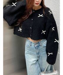 MERCURYDUO | ふわふわリボンパーツニットカーディガン(カーディガン/ボレロ)