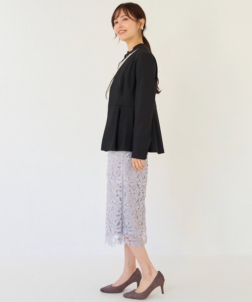 INCEDE(インシード)の「ストレッチツイル ノーカラージャケット│羽織るだけできちんと見え/セットアップ対応/オフィスカジュアル/オンオフ兼用(ノーカラージャケット・レディース・ブラック/ベージュ/ネイビー・M/L/LL)」の10枚目の写真