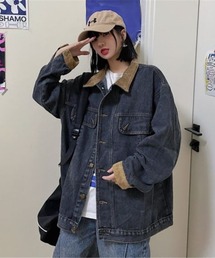 衿カフス切り替え オーバーサイズ デニムジャケット Gジャン