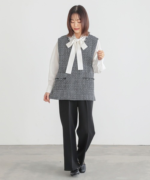 n'OrLABEL(ノアールレーベル)の「『フリンジツイードベスト』(ベスト・レディース・ブラック/グレー・2/1)」の9枚目の写真