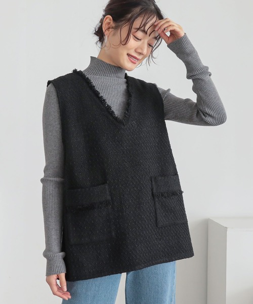 n'OrLABEL(ノアールレーベル)の「『フリンジツイードベスト』(ベスト・レディース・ブラック/グレー・2/1)」の10枚目の写真