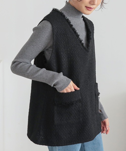 n'OrLABEL(ノアールレーベル)の「『フリンジツイードベスト』(ベスト・レディース・ブラック/グレー・2/1)」の12枚目の写真