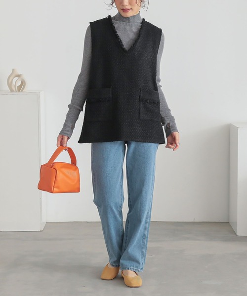 n'OrLABEL(ノアールレーベル)の「『フリンジツイードベスト』(ベスト・レディース・ブラック/グレー・2/1)」の3枚目の写真