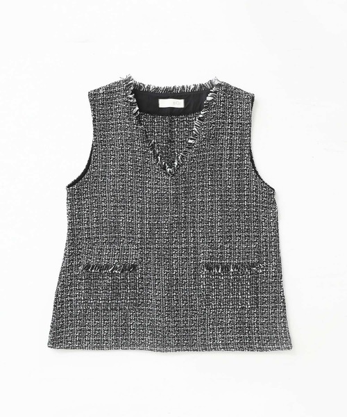 n'OrLABEL(ノアールレーベル)の「『フリンジツイードベスト』(ベスト・レディース・ブラック/グレー・2/1)」の20枚目の写真