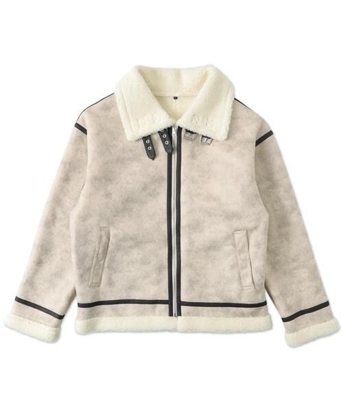 WEGO（ウィゴー）の「WEGO/ムートンタッチB-3フライトジャケット（ムートンコート・メンズ・ベージュ/ブラック/アイボリー・MEDIUM/LARGE）」の5枚目の写真