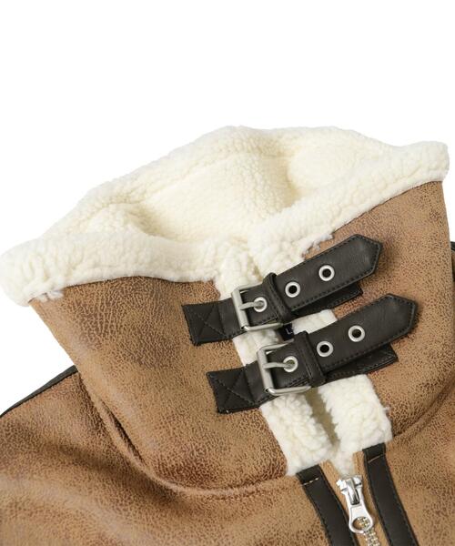 WEGO（ウィゴー）の「WEGO/ムートンタッチB-3フライトジャケット（ムートンコート・メンズ・ベージュ/ブラック/アイボリー・MEDIUM/LARGE）」の9枚目の写真