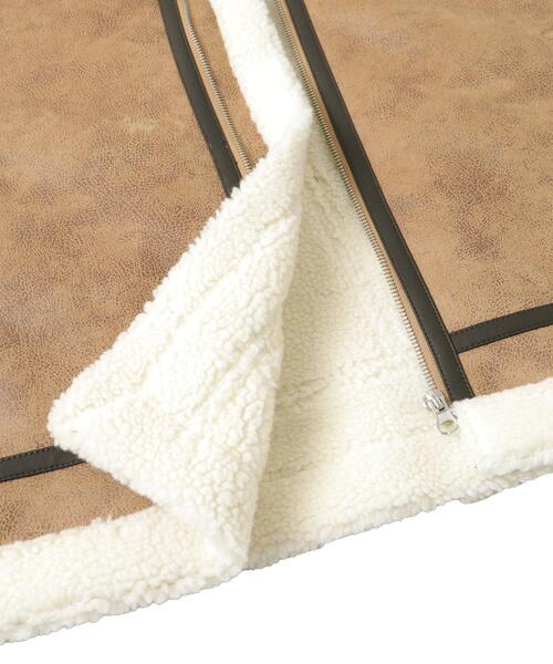 WEGO（ウィゴー）の「WEGO/ムートンタッチB-3フライトジャケット（ムートンコート・メンズ・ベージュ/ブラック/アイボリー・MEDIUM/LARGE）」の12枚目の写真