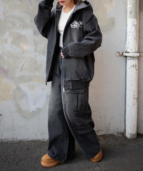 WEGO（ウィゴー）の「WEGO/ヴィンテージウォッシュバギーカーゴパンツ（カーゴパンツ・レディース・コバルトブルー/ブラック・MEDIUM/SMALL）」の20枚目の写真