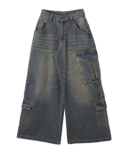 WEGO（ウィゴー）の「WEGO/ヴィンテージウォッシュバギーカーゴパンツ（カーゴパンツ・レディース・コバルトブルー/ブラック・MEDIUM/SMALL）」の9枚目の写真