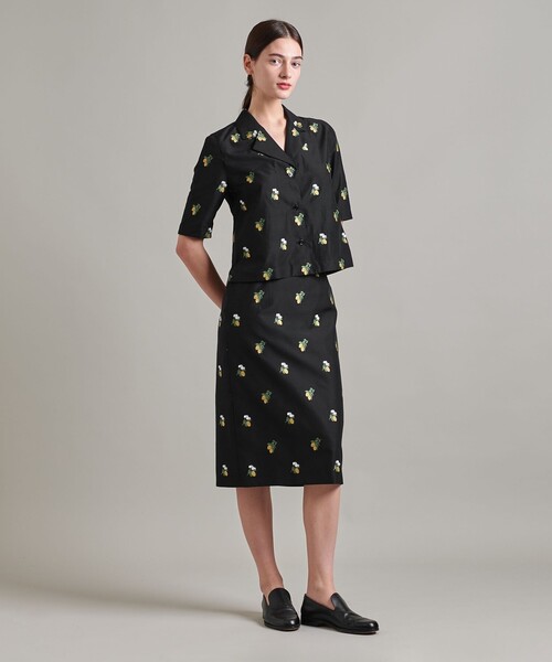 LOEFF（ロエフ）の「＜LOEFF＞レモン ジャガード スカート（スカート・レディース・ブラック・0/1）」の4枚目の写真