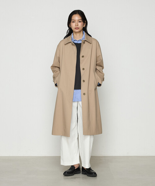 コットンダブルクロスストレッチ コート（ステンカラーコート）｜COMME