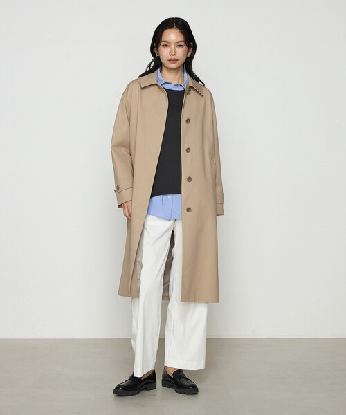 コットンダブルクロスストレッチ コート（ステンカラーコート）｜COMME