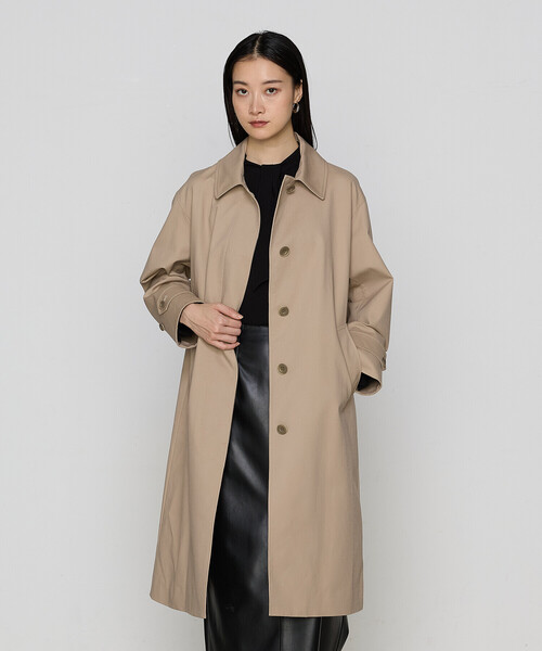 COMME CA（コムサ）の「コットンダブルクロスストレッチ コート（ステンカラーコート・レディース・ブラック/ベージュ・9号）」の5枚目の写真