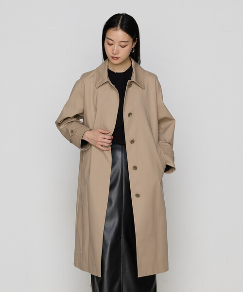 COMME CA（コムサ）の「コットンダブルクロスストレッチ コート（ステンカラーコート・レディース・ブラック/ベージュ・9号）」の6枚目の写真