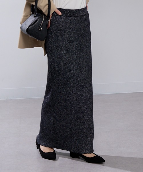 MAISON BREEZE(メゾンブリーズ)の「【MAISON BREEZE】ラメニットスカート trc(スカート・レディース・ブラック/シルバー・FREE)」の1枚目の写真