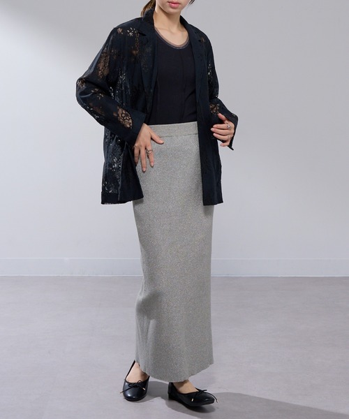 MAISON BREEZE(メゾンブリーズ)の「【MAISON BREEZE】ラメニットスカート trc(スカート・レディース・ブラック/シルバー・FREE)」の8枚目の写真