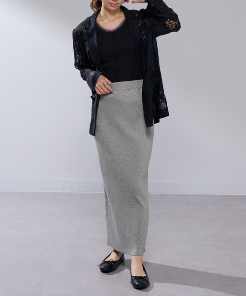 MAISON BREEZE(メゾンブリーズ)の「【MAISON BREEZE】ラメニットスカート trc(スカート・レディース・ブラック/シルバー・FREE)」の9枚目の写真