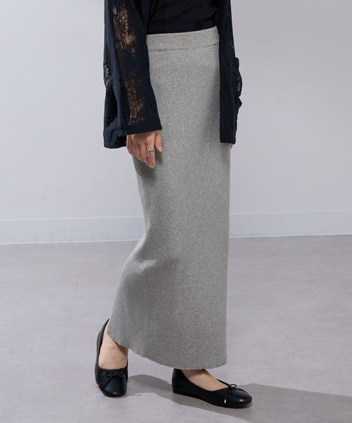 MAISON BREEZE(メゾンブリーズ)の「【MAISON BREEZE】ラメニットスカート trc(スカート・レディース・ブラック/シルバー・FREE)」の3枚目の写真